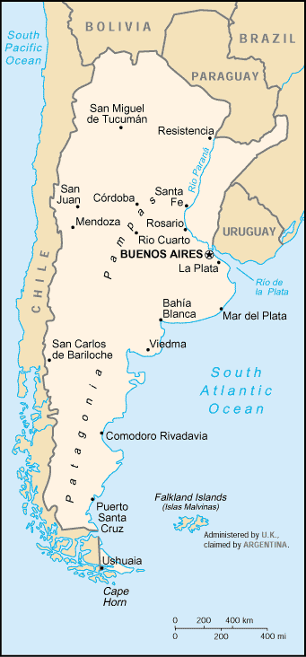 Map Of South American. Map of South America