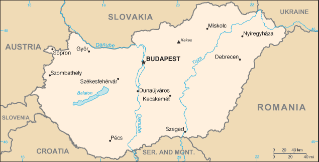 Map of Europe • Blank Outline Map of Hungary