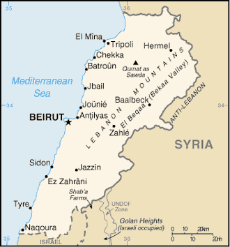 Outline Map of Lebanon