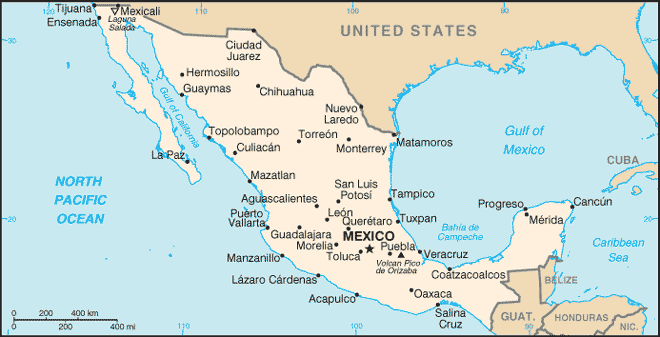 Map of Central America • Blank Outline Map of Mexico