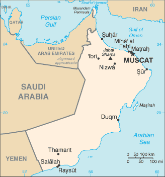 Blank Outline Map of Oman