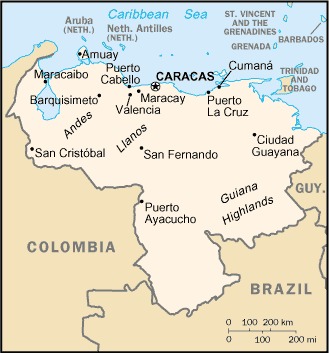 Outline Map of Venezuela