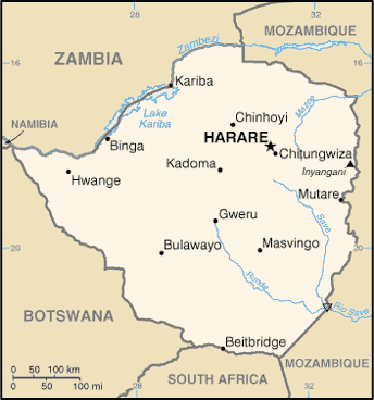 Outline Map of Zimbabwe