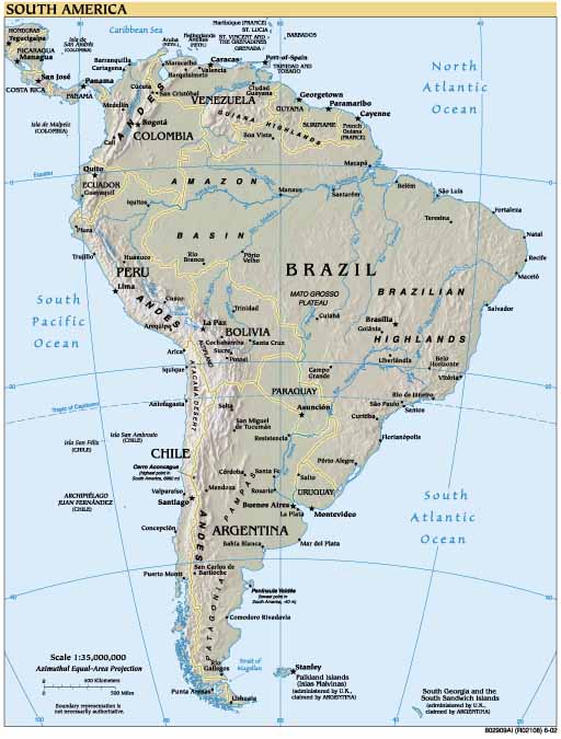 Map Of Latin America. South America Map